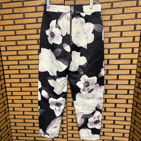 Lulus‎ Black And White Floral Pants Size Small - Picture 1 of 8